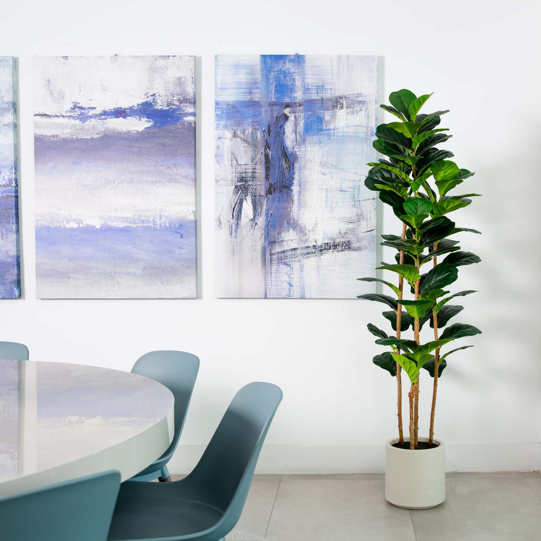 large indoor planter for fiddle leaf fig 6' Artificial Fiddle Leaf Tree in Decorative White Planter