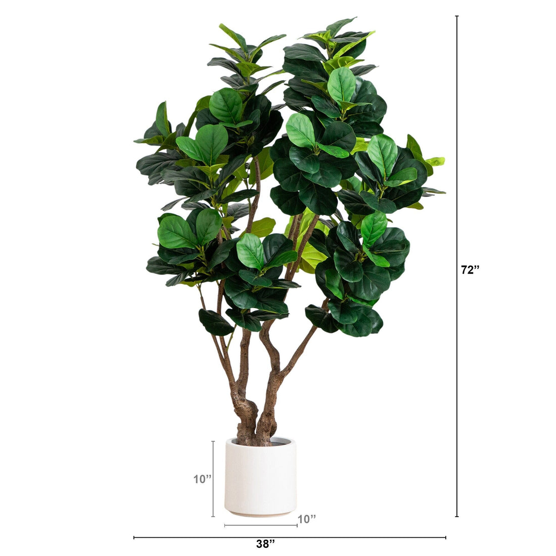 planter size for fiddle leaf fig 6' Artificial Grand Fiddle Leaf Tree in White Decorative Planter