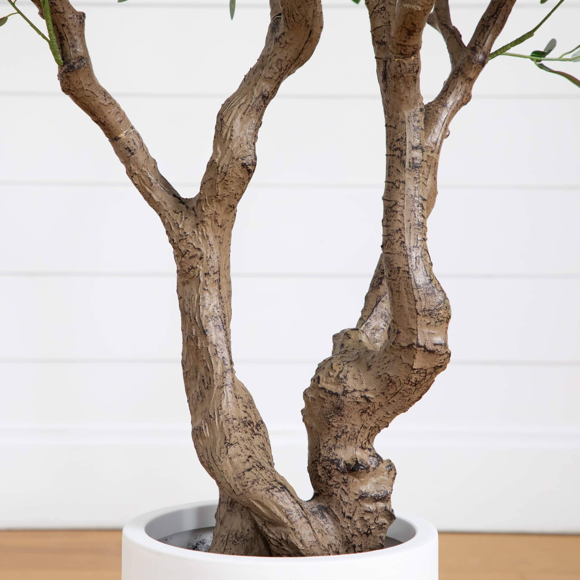 6' Artificial Grand Olive Tree in White Decorative Planter