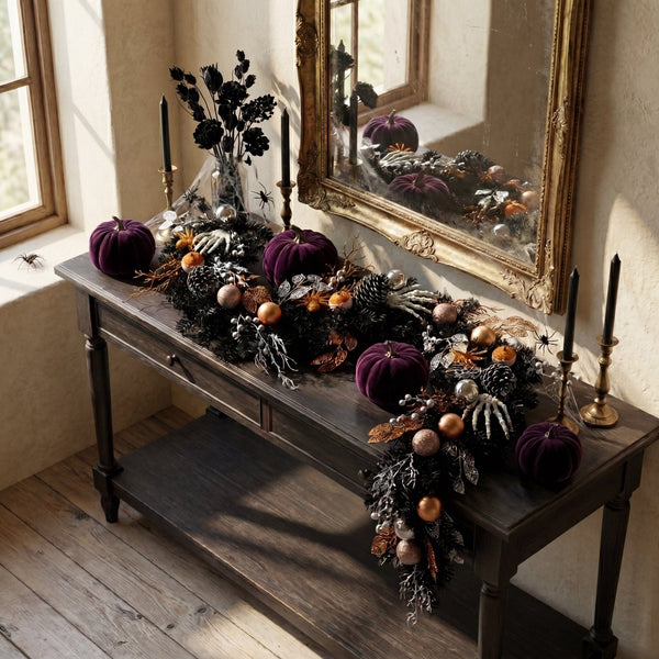 6' Artificial Halloween Black Garland with Hands, Spiders and Eyeballs
