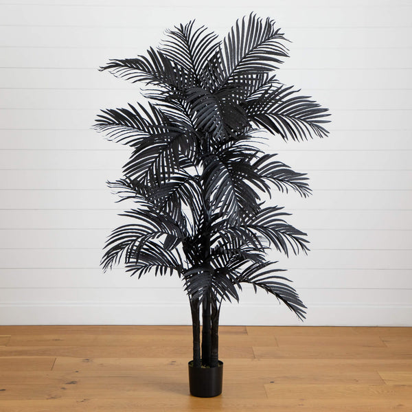 6' Artificial Halloween Black Golden Cane Tree
