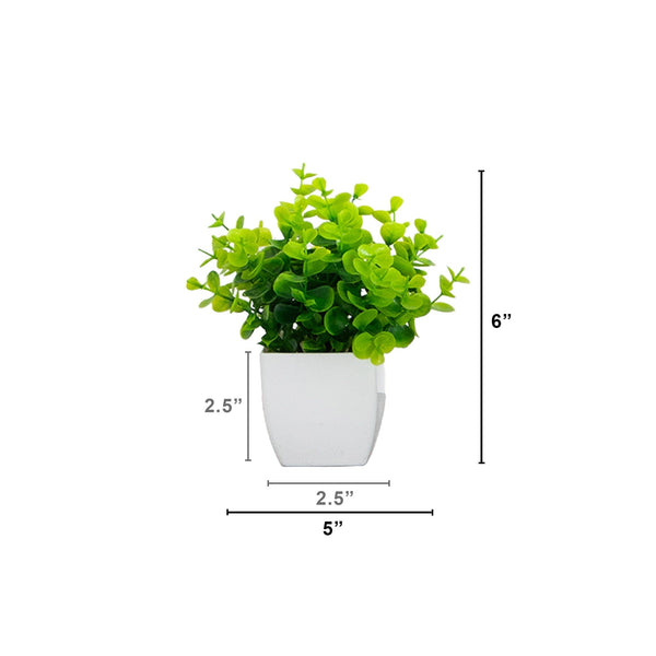 6” Artificial Mixed Botanical Plant in White Square Pot - Set of 4