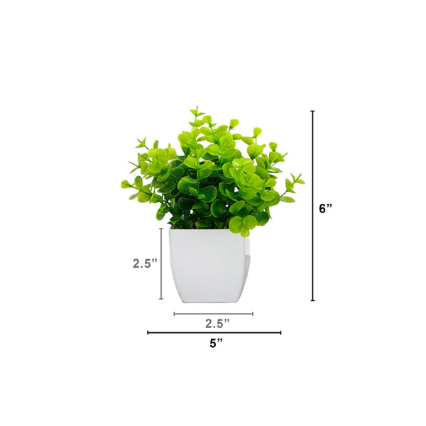 6” Artificial Mixed Botanical Plant in White Square Pot - Set of 4