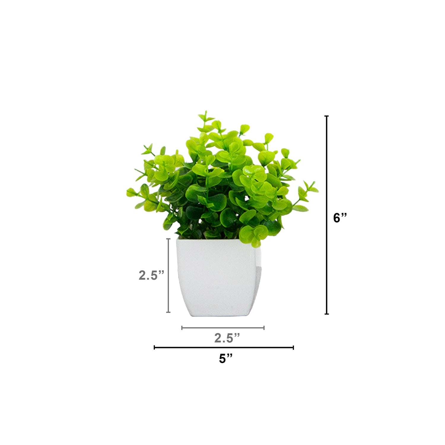 6” Artificial Mixed Botanical Plant in White Square Pot - Set of 4
