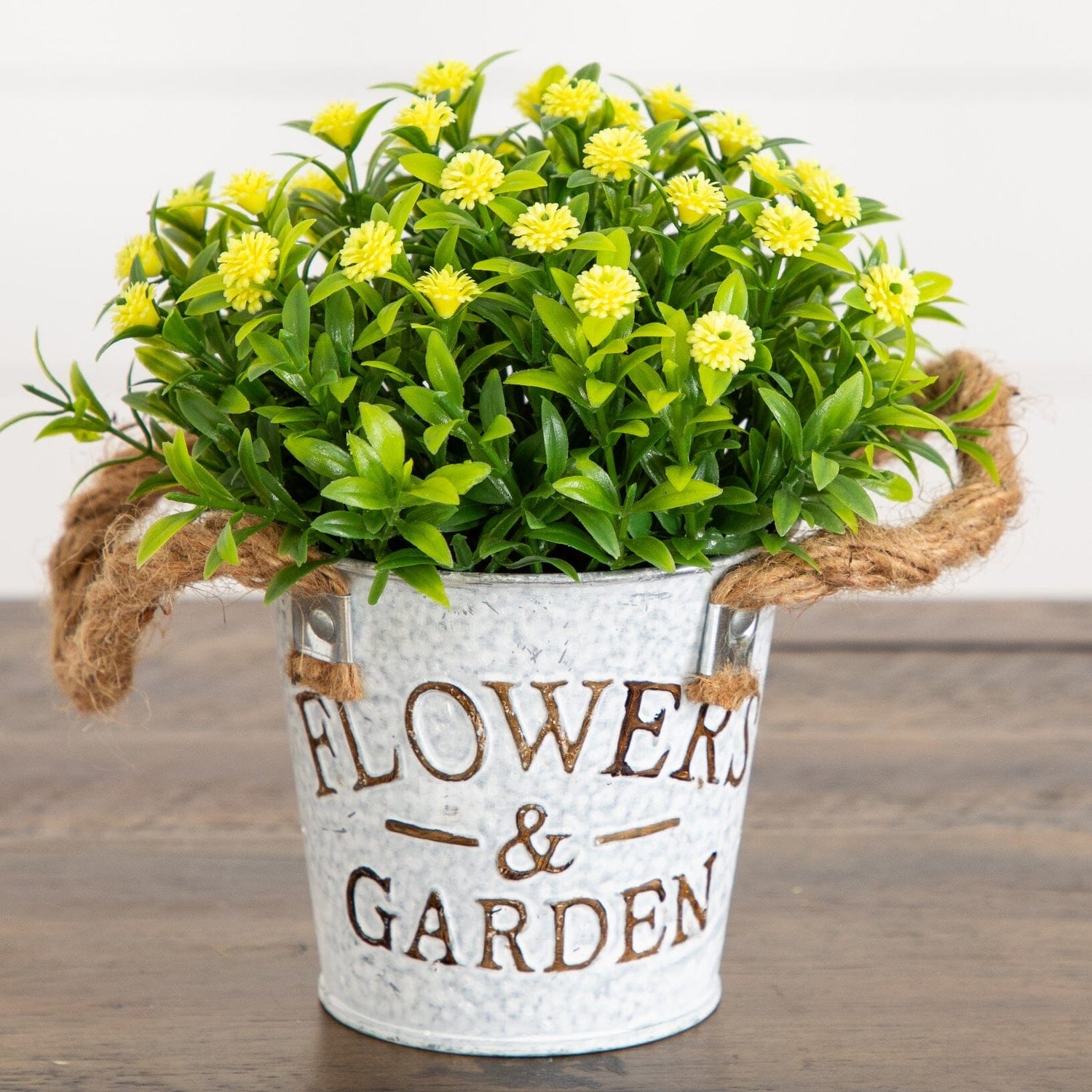 6" Artificial Mixed Button Pom Plant in Rustic Flowers & Garden Planter -Set of 3