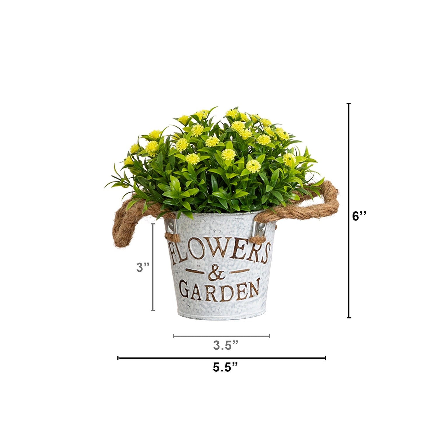 6" Artificial Mixed Button Pom Plant in Rustic Flowers & Garden Planter -Set of 3