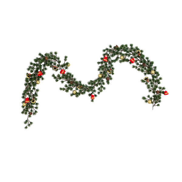 6’ Artificial Pre-Lit Christmas Garland with 40 LED Lights and Ornaments