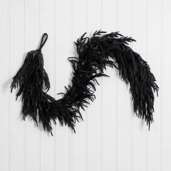 6' Artificial Real Touch Halloween Black Norfolk Island Pine Garland with Natural Look