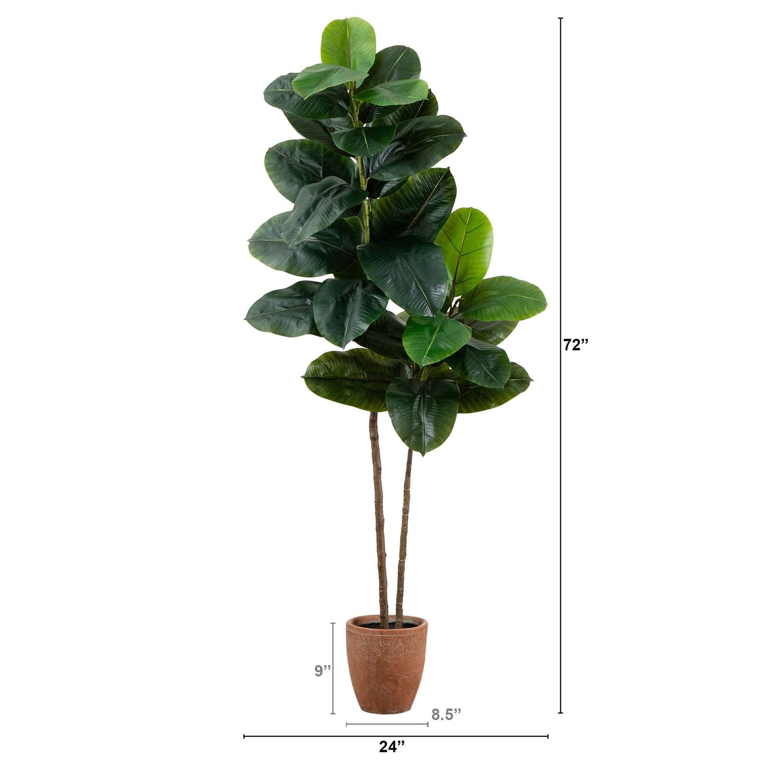 6’ Artificial Rubber Tree in Decorative Planter with Real Touch Leaves
