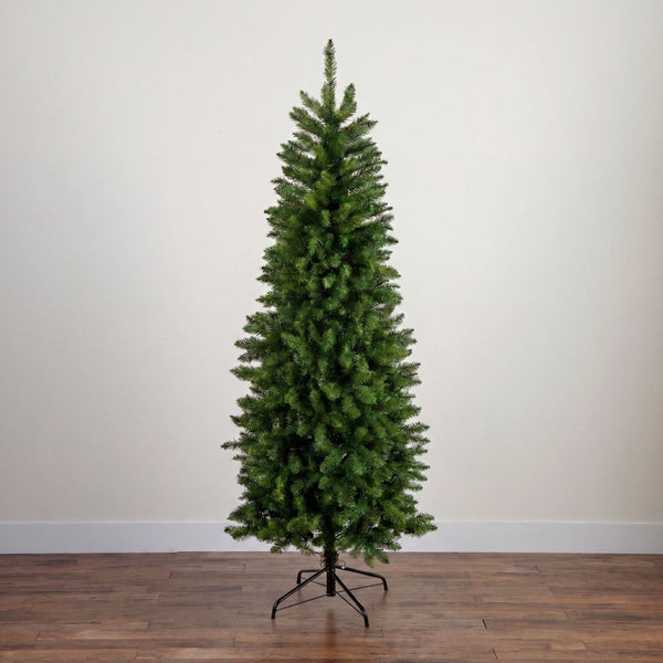 6’ Artificial Slim Green Mountain Pine Christmas Tree