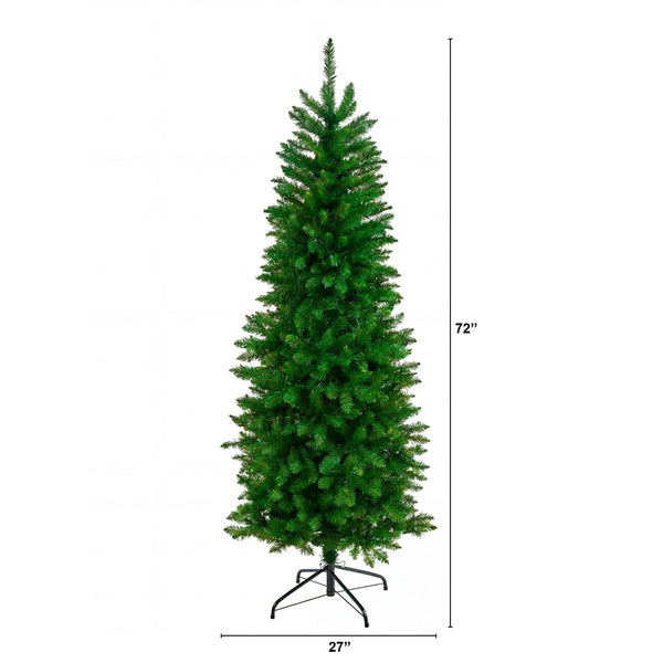 6’ Artificial Slim Green Mountain Pine Christmas Tree