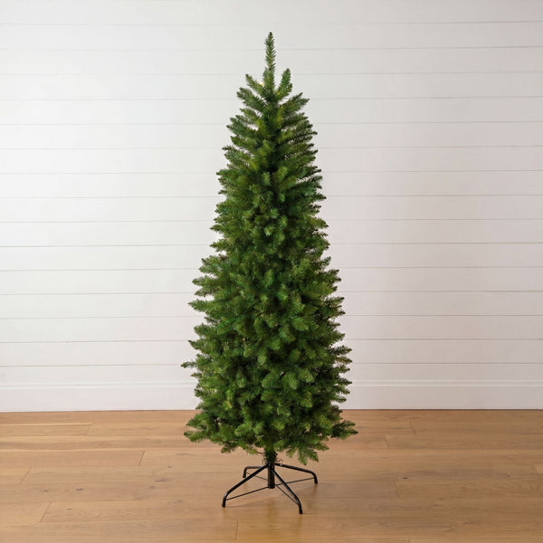 6’ Artificial Slim Green Mountain Pine Christmas Tree