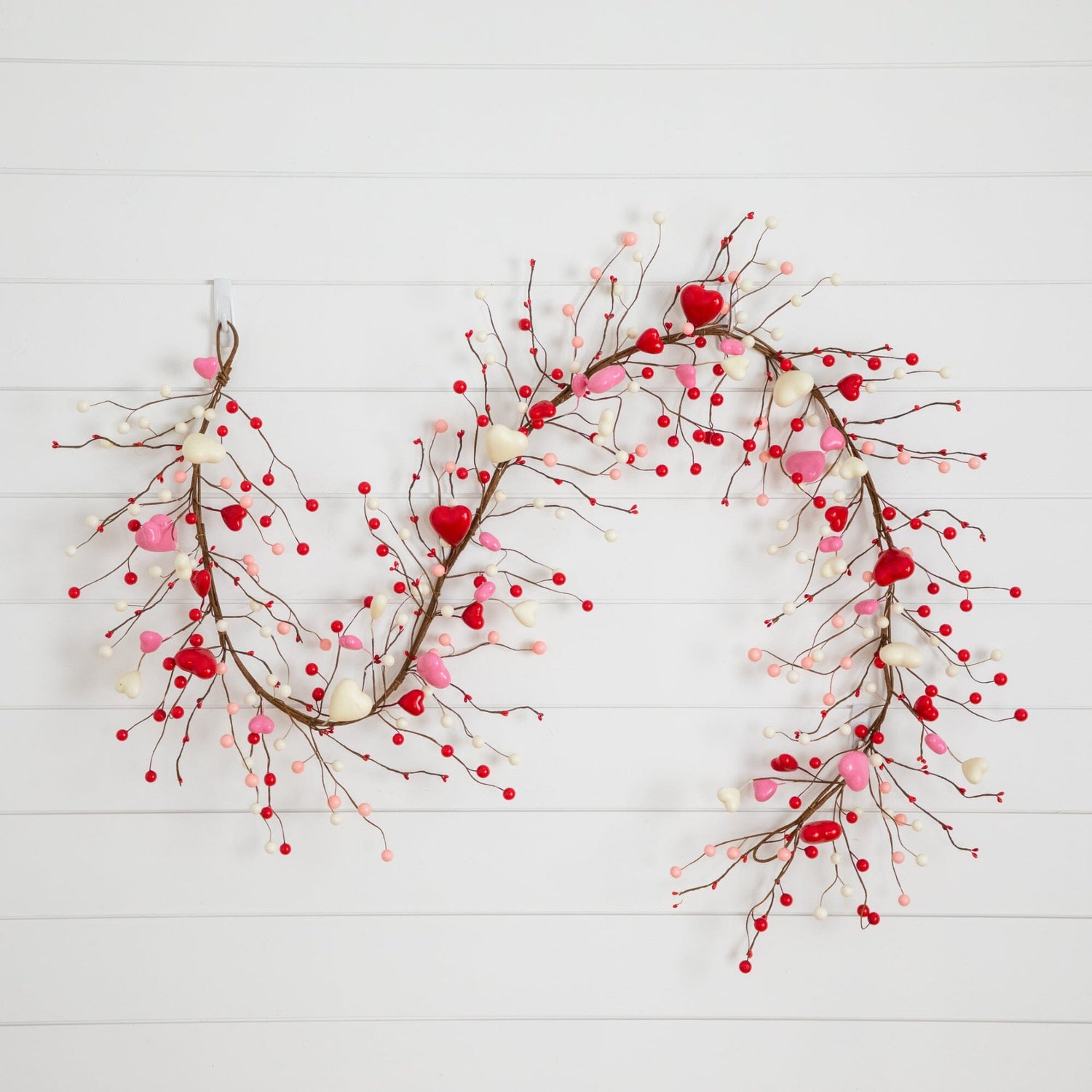 6' Artificial Valentine's Day Heart & Berry Twig Garland