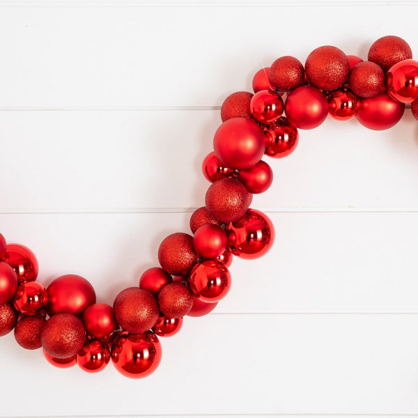 6' Christmas Garland with Red Shatterproof Ornaments