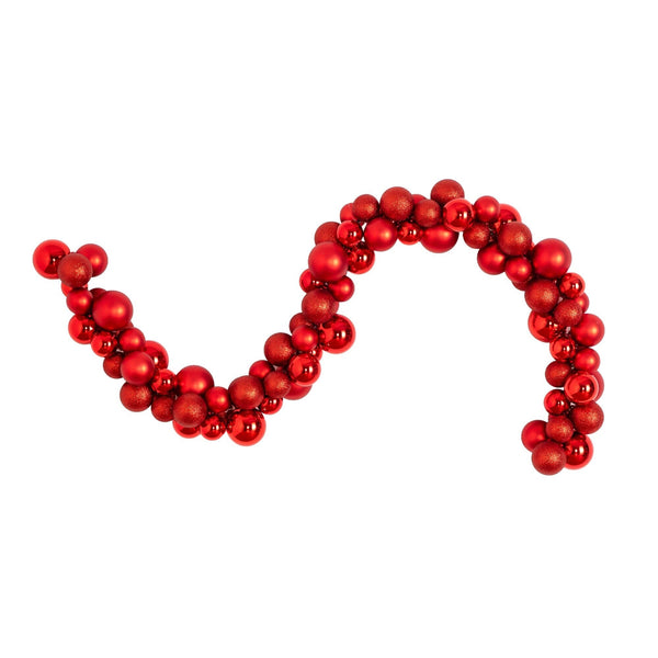 6' Christmas Garland with Red Shatterproof Ornaments