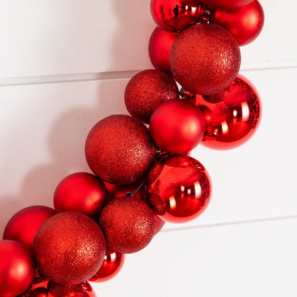 6' Christmas Garland with Red Shatterproof Ornaments