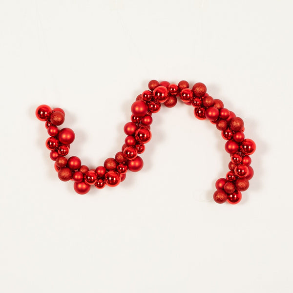 6' Christmas Garland with Red Shatterproof Ornaments