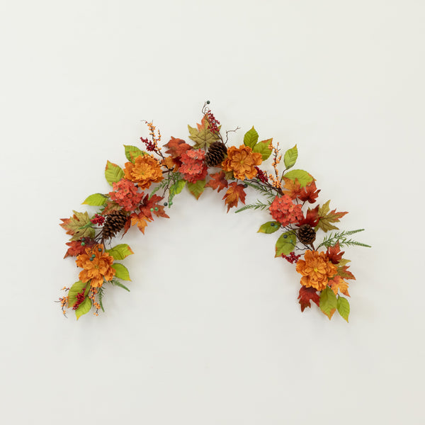 6’ Fall Ranunculus, Hydrangea and Berries Autumn Artificial Garland