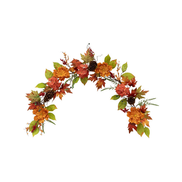 6’ Fall Ranunculus, Hydrangea and Berries Autumn Artificial Garland