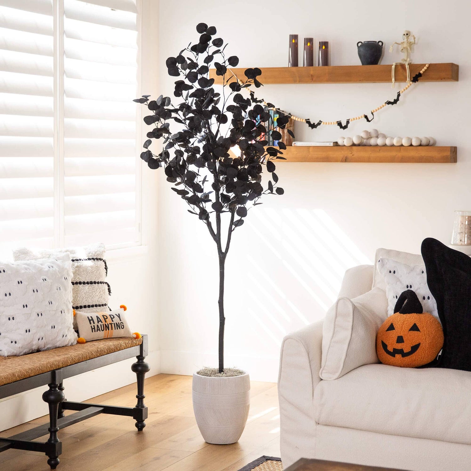6' Artificial Halloween Black Eucalyptus Tree