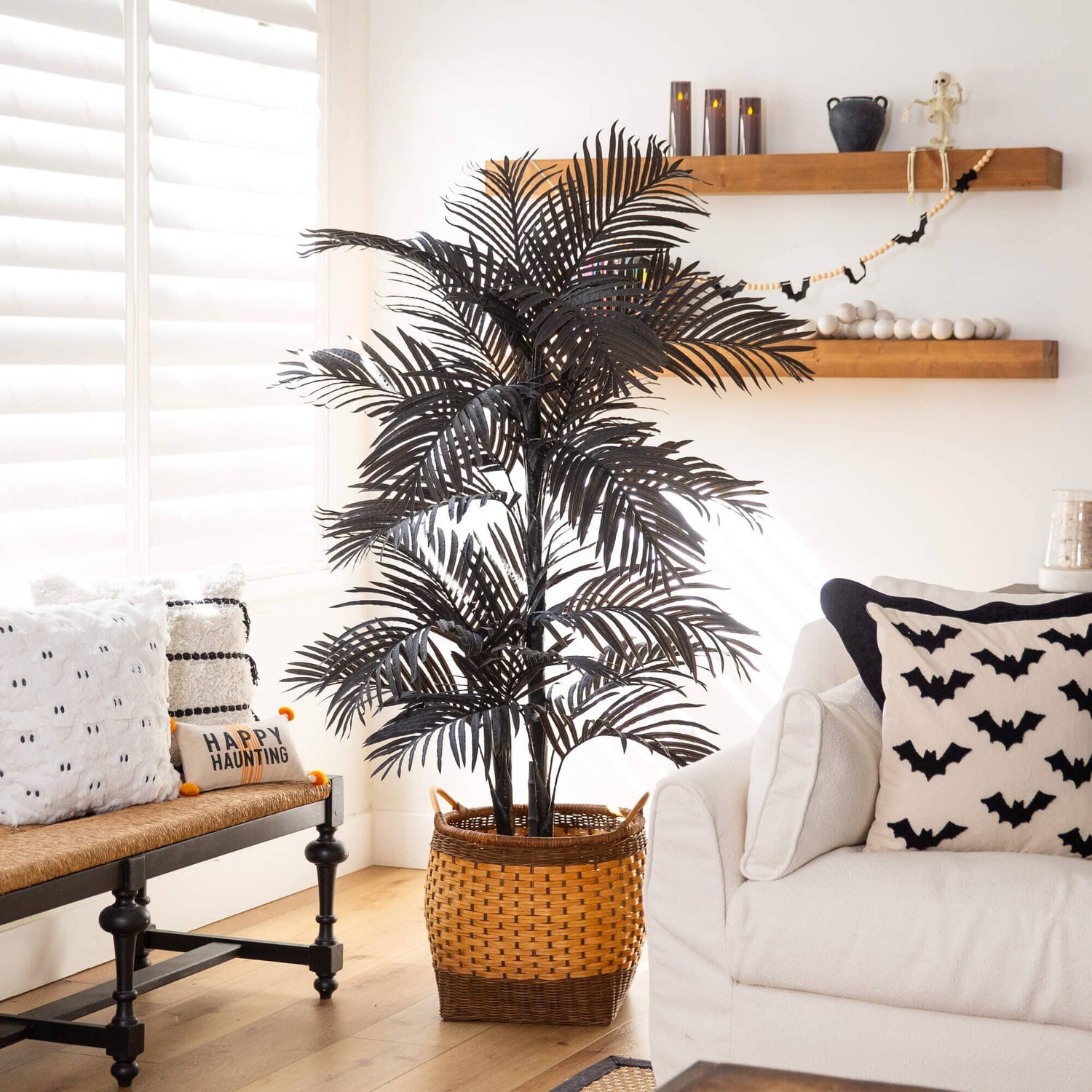 6' Artificial Halloween Black Golden Cane Tree