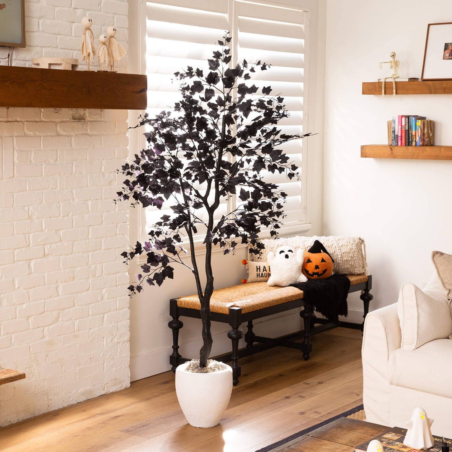 6' Artificial Halloween Black Maple Tree
