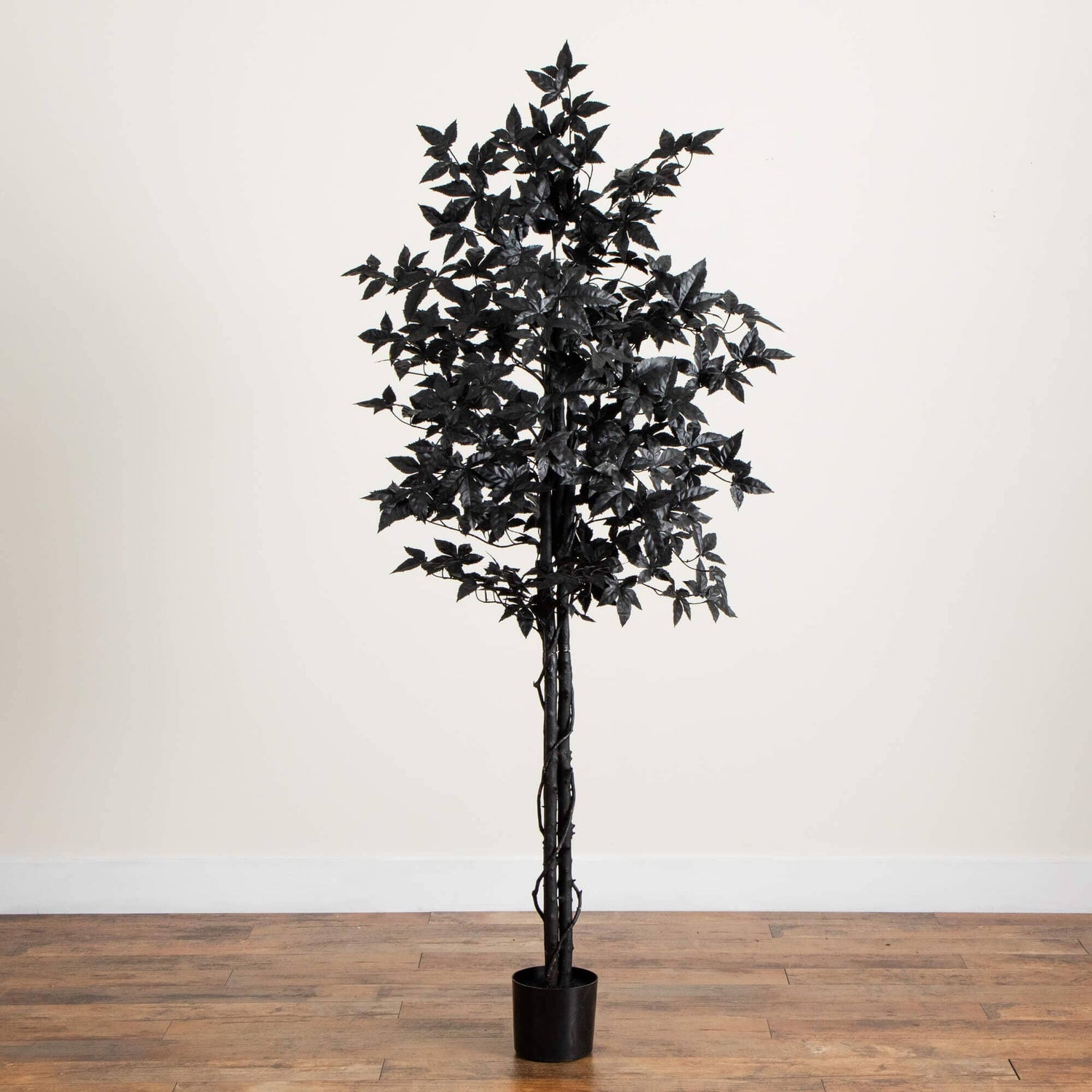 6' Artificial Halloween Black Maple Tree with Natural Trunk