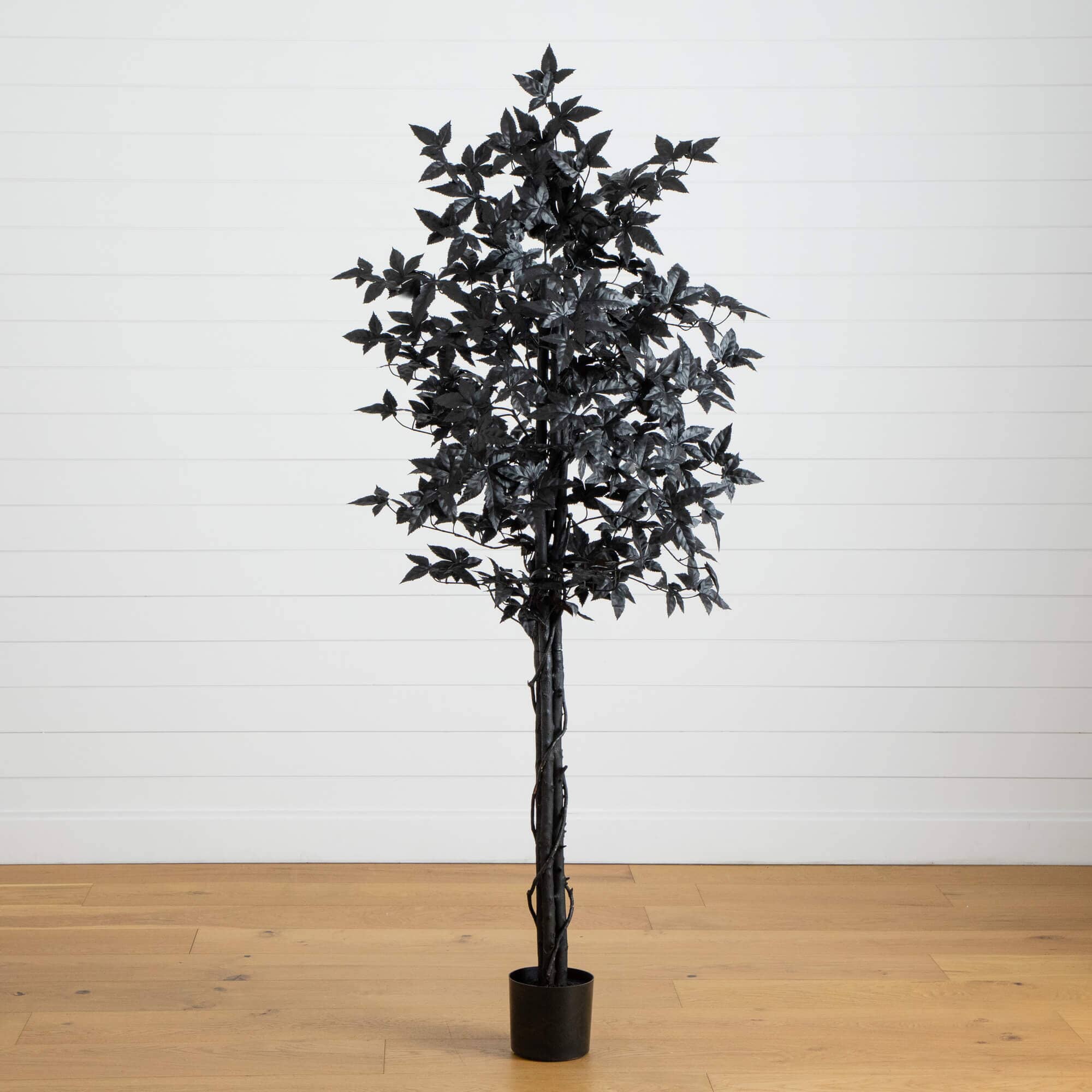 6' Artificial Halloween Black Maple Tree with Natural Trunk