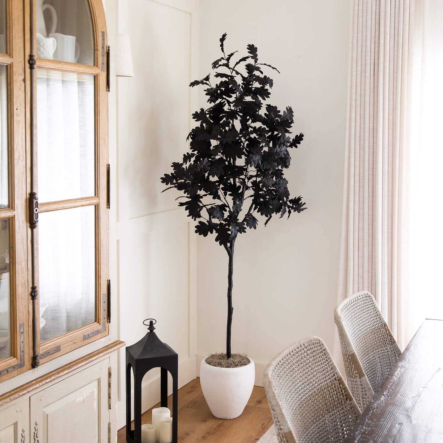 6' Artificial Halloween Black Oak Tree
