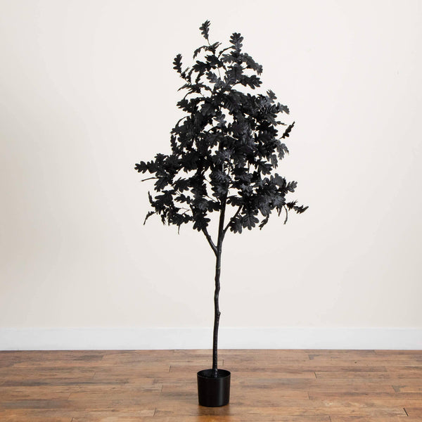 6' Artificial Halloween Black Oak Tree