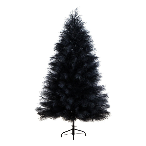 6' Artificial Halloween Black Pampas Grass Christmas Tree