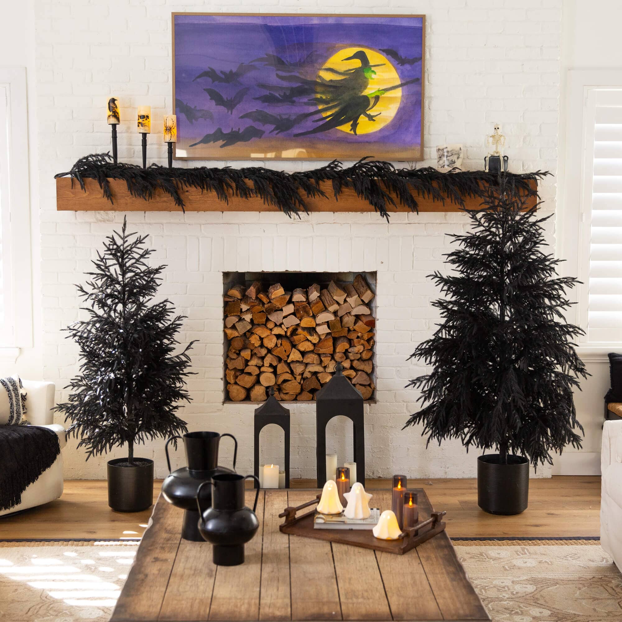 6' Artificial Halloween Real Touch Black Norfolk Pine Christmas
