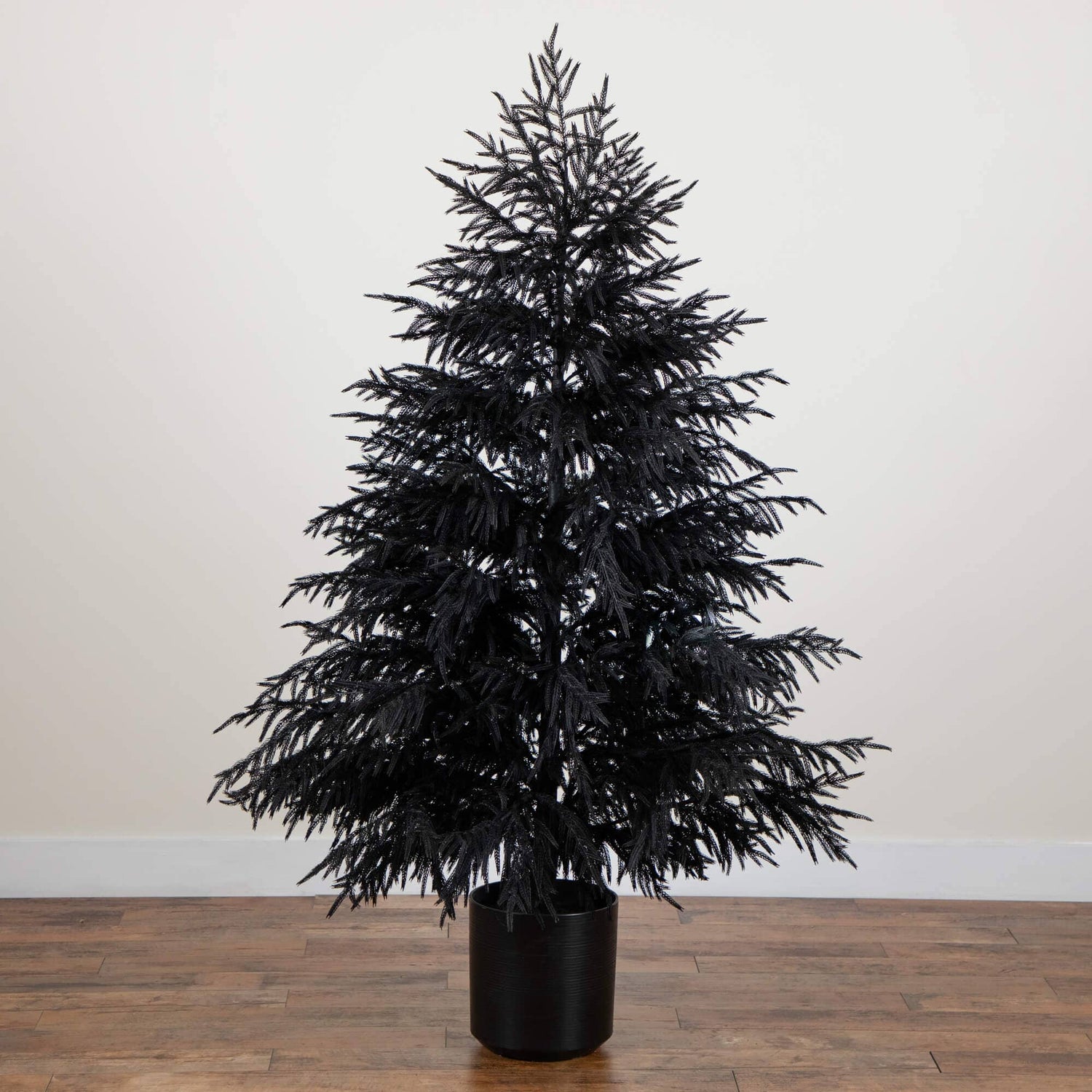6' Artificial Halloween Real Touch Black Norfolk Pine Christmas Tree with Natural Look