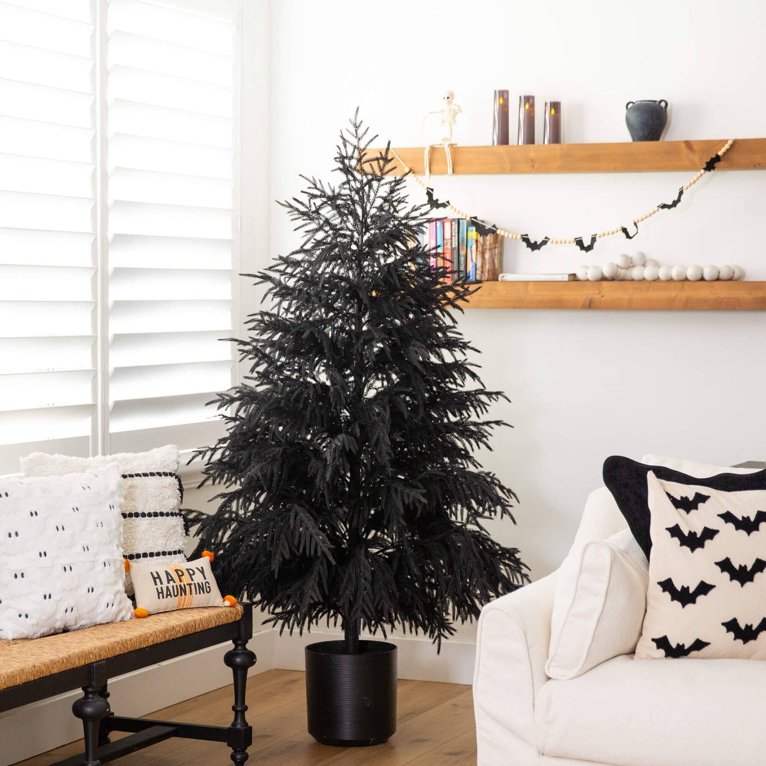 6' Artificial Halloween Real Touch Black Norfolk Pine Christmas Tree with Natural Look