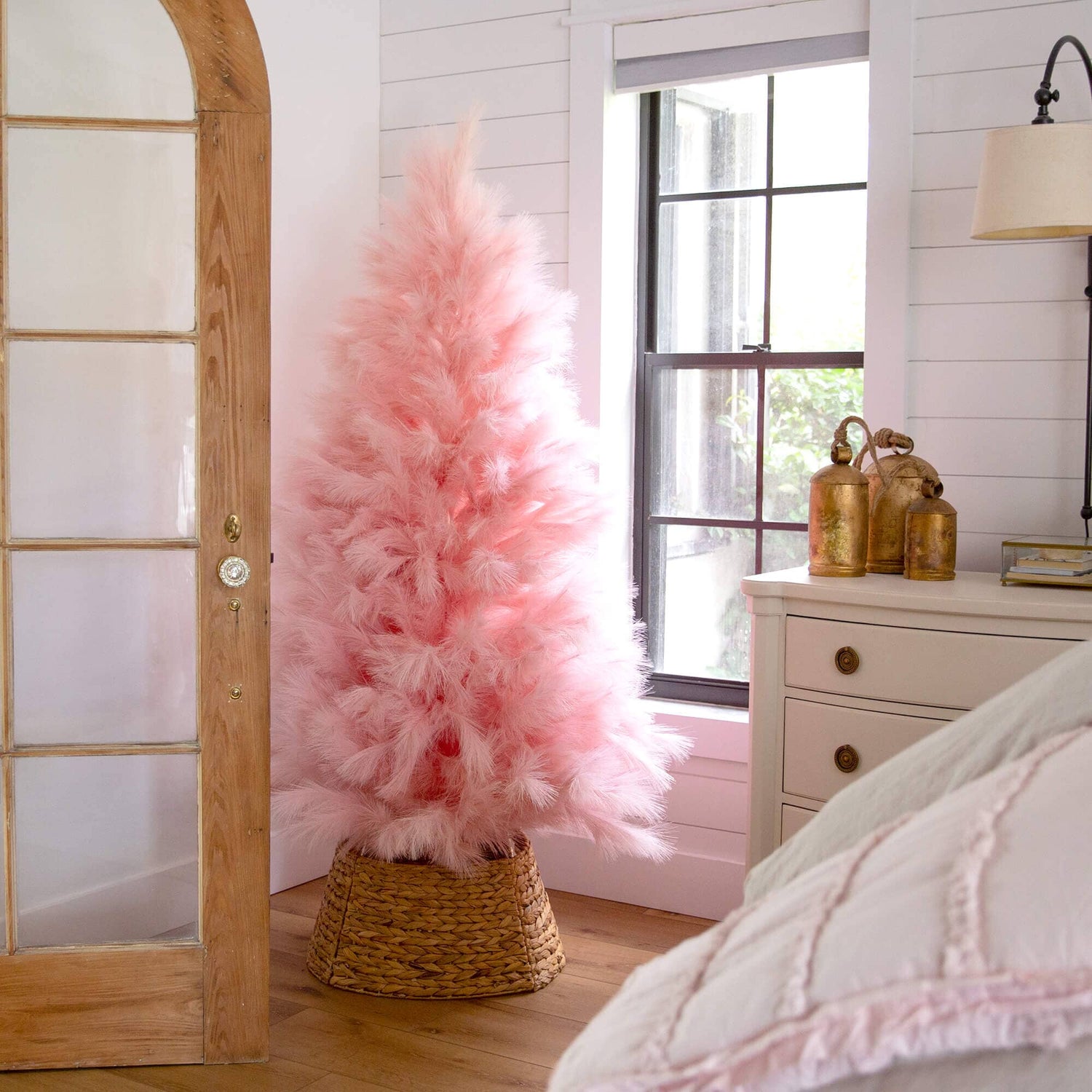 6' Artificial Pink Pampas Grass Christmas Tree