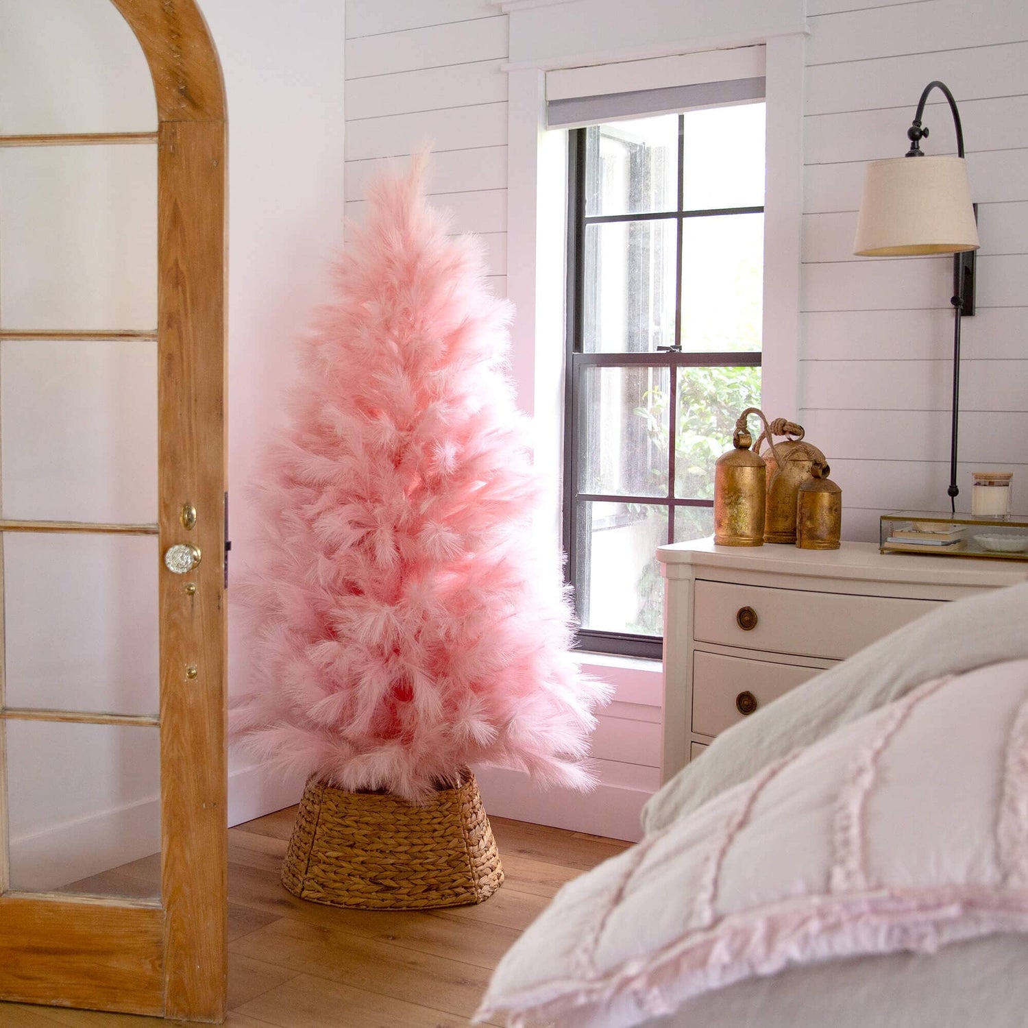 6' Artificial Pink Pampas Grass Christmas Tree