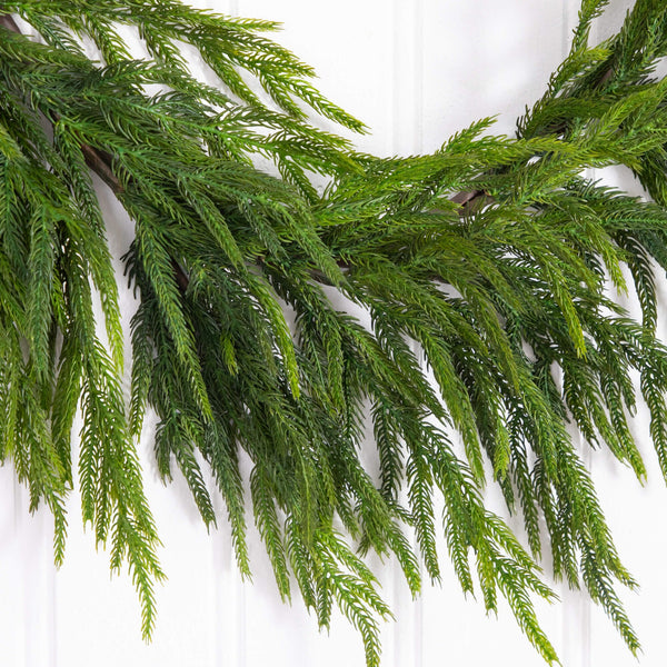 6' Artificial Real Touch Norfolk Island Pine Garland with Natural Look