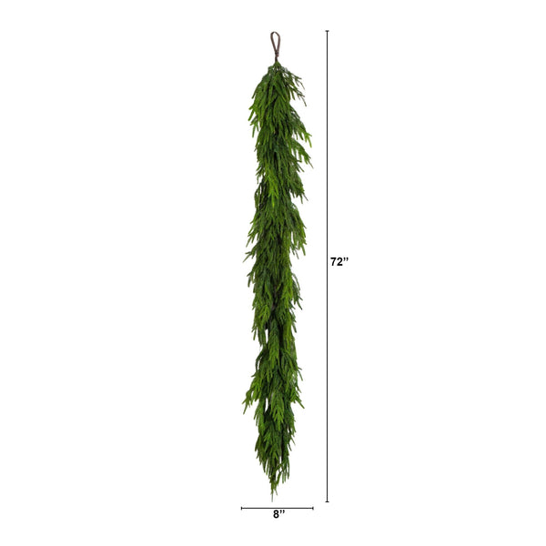 6' Artificial Real Touch Norfolk Island Pine Garland with Natural Look