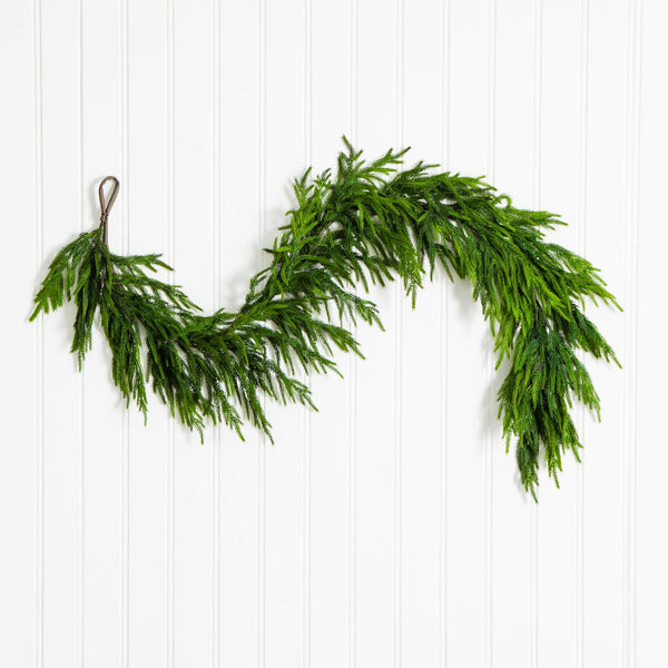 6' Artificial Real Touch Norfolk Island Pine Garland with Natural Look