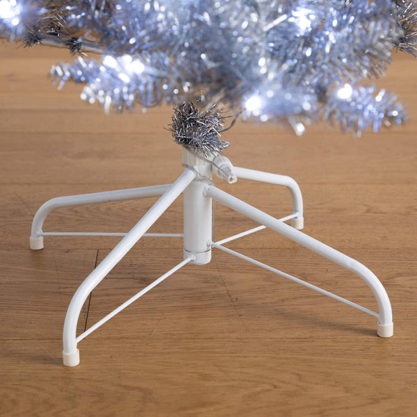 6' Artificial Silver Christmas Tree with 300 Cool White LED Lights