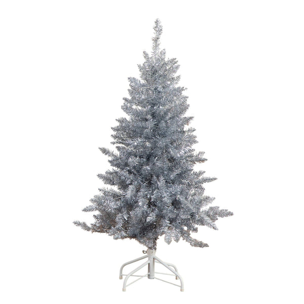 6' Artificial Silver Christmas Tree with 300 Cool White LED Lights