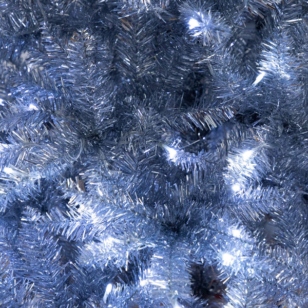 6' Artificial Silver Christmas Tree with 300 Cool White LED Lights