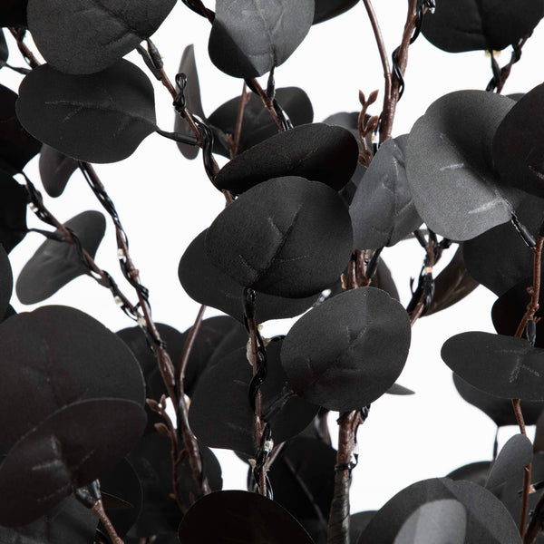 6' Pre-Lit Artificial Halloween Black Eucalyptus Tree with 300 Orange & Purple LED Lights