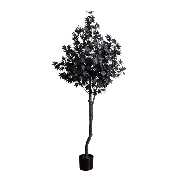 6' Pre-Lit Artificial Halloween Black Maple Tree with 300 Orange & Purple LED Lights