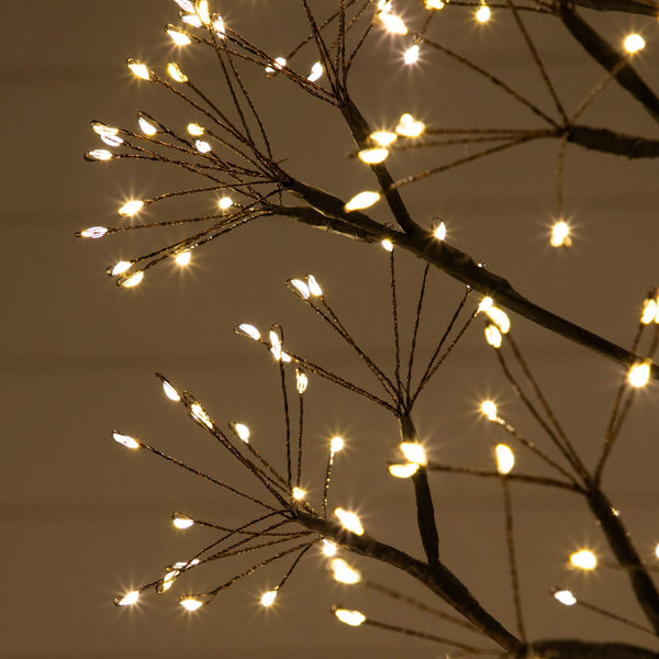6' Pre-Lit Artificial Halloween Black Starburst Tree with 1680 Fairy Warm White LED Lights
