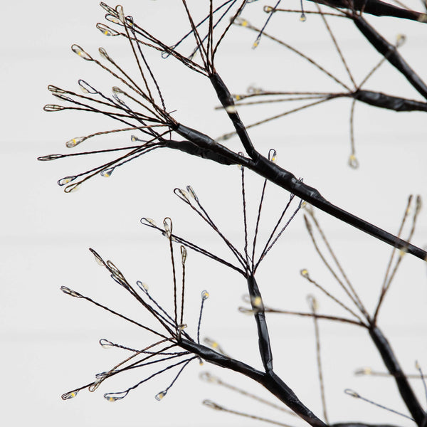 6' Pre-Lit Artificial Halloween Black Starburst Tree with 1680 Fairy Warm White LED Lights
