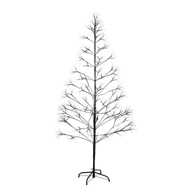 6' Pre-Lit Artificial Halloween Black Starburst Tree with 1680 Fairy Warm White LED Lights