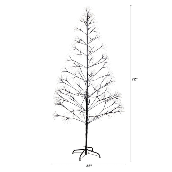 6' Pre-Lit Artificial Halloween Black Starburst Tree with 1680 Fairy Warm White LED Lights