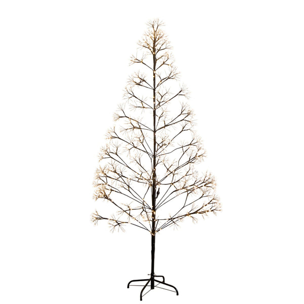 6' Pre-Lit Artificial Halloween Black Starburst Tree with 1680 Fairy Warm White LED Lights