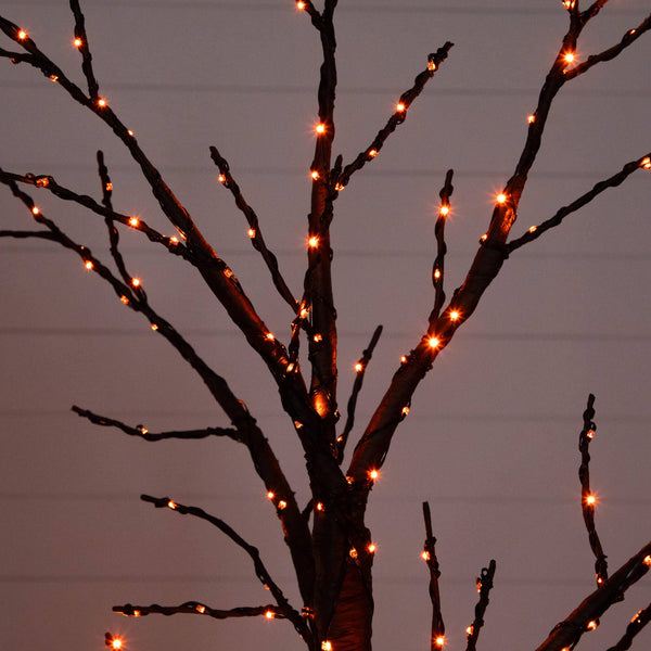 6'  Pre-Lit Artificial Halloween Twig Tree with 480 Orange & Purple LED Lights